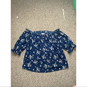 Chocolate USA Blue Floral Off The Shoulder Blouse